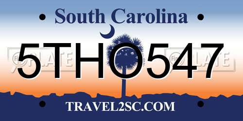 5THO547 South Carolina License Plate