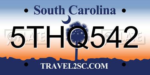 5THQ542 South Carolina License Plate