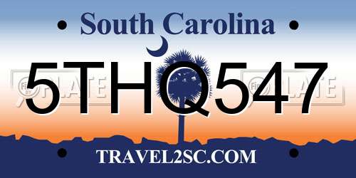 5THQ547 South Carolina License Plate