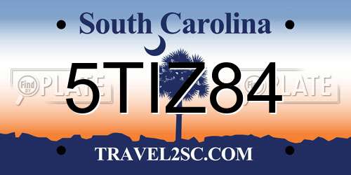 5TIZ84 South Carolina License Plate