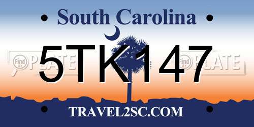 5TK147 South Carolina License Plate