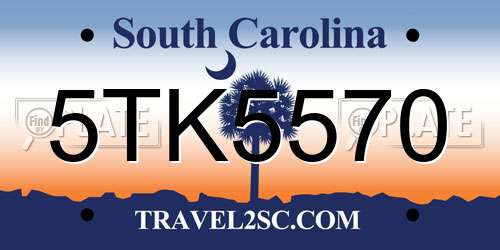 5TK5570 South Carolina License Plate
