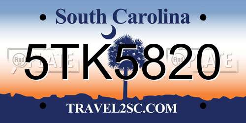 5TK5820 South Carolina License Plate