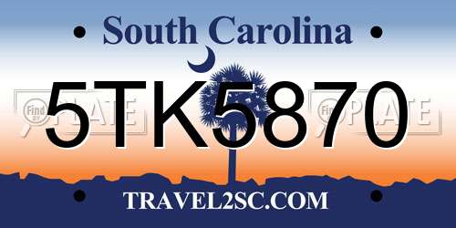5TK5870 South Carolina License Plate
