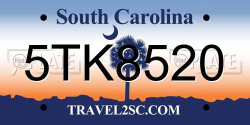 5TK8520 South Carolina License Plate
