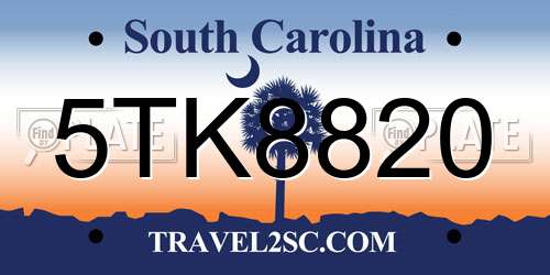5TK8820 South Carolina License Plate