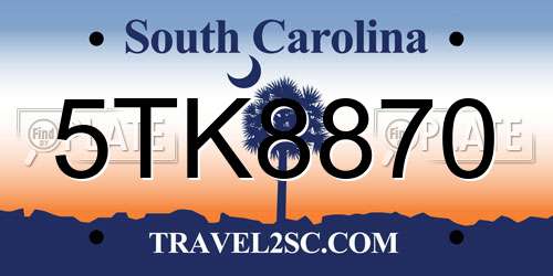 5TK8870 South Carolina License Plate