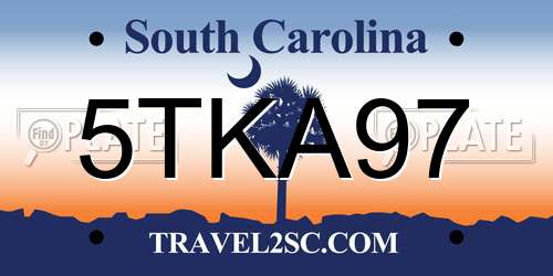 5TKA97 South Carolina License Plate