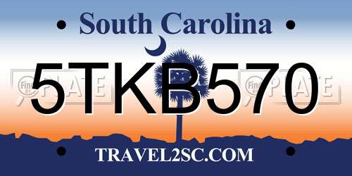 5TKB570 South Carolina License Plate