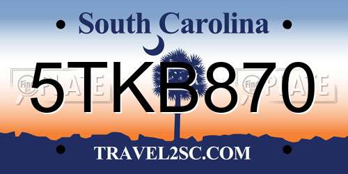 5TKB870 South Carolina License Plate