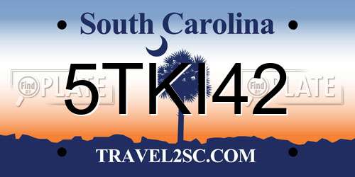 5TKI42 South Carolina License Plate