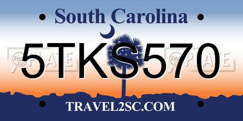 5TKS570 South Carolina License Plate