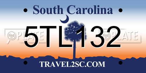 5TL132 South Carolina License Plate