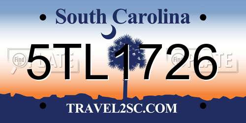 5TL1726 South Carolina License Plate