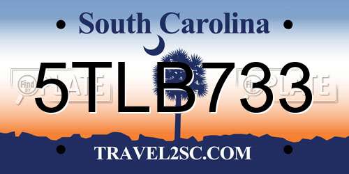 5TLB733 South Carolina License Plate