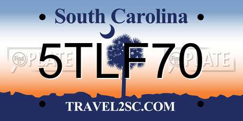 5TLF70 South Carolina License Plate