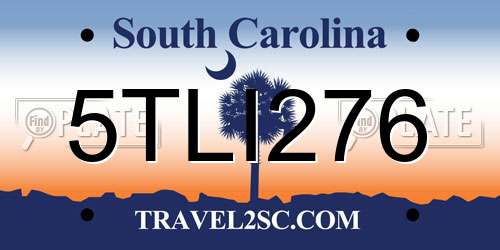 5TLI276 South Carolina License Plate