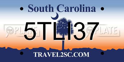 5TLI37 South Carolina License Plate