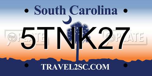 5TNK27 South Carolina License Plate
