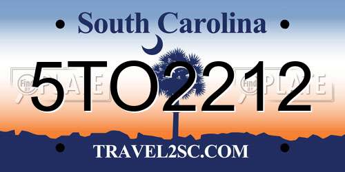 5TO2212 South Carolina License Plate