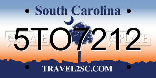 5TO7212 South Carolina License Plate
