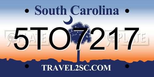 5TO7217 South Carolina License Plate
