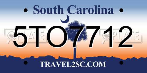5TO7712 South Carolina License Plate