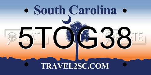 5TOG38 South Carolina License Plate
