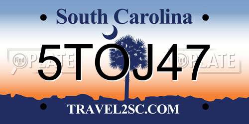 5TOJ47 South Carolina License Plate