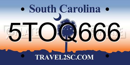 5TOQ666 South Carolina License Plate