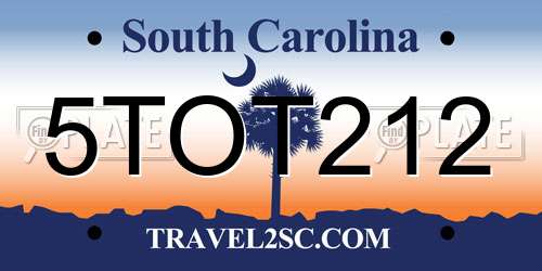 5TOT212 South Carolina License Plate