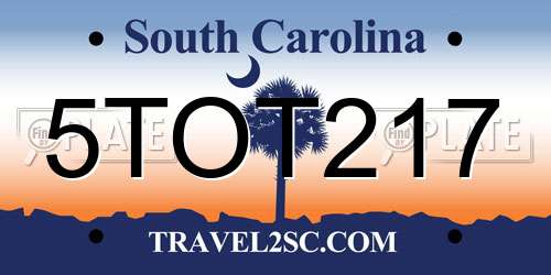 5TOT217 South Carolina License Plate