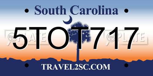 5TOT717 South Carolina License Plate