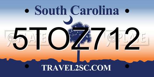 5TOZ712 South Carolina License Plate
