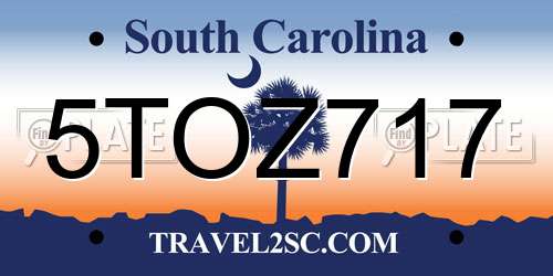 5TOZ717 South Carolina License Plate