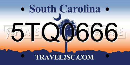 5TQ0666 South Carolina License Plate