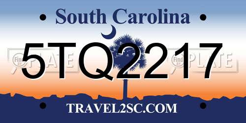 5TQ2217 South Carolina License Plate