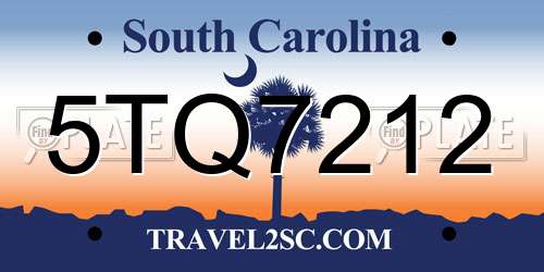 5TQ7212 South Carolina License Plate