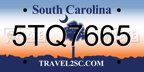 5TQ7665 South Carolina License Plate