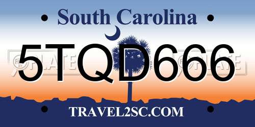 5TQD666 South Carolina License Plate