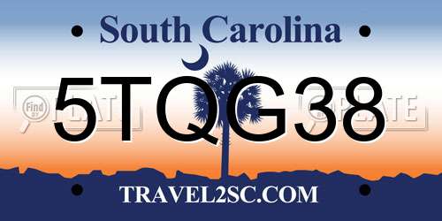 5TQG38 South Carolina License Plate