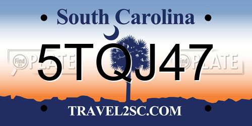 5TQJ47 South Carolina License Plate