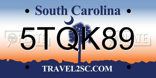 5TQK89 South Carolina License Plate
