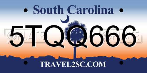 5TQQ666 South Carolina License Plate