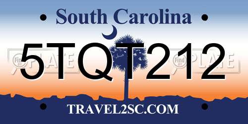 5TQT212 South Carolina License Plate