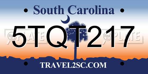 5TQT217 South Carolina License Plate