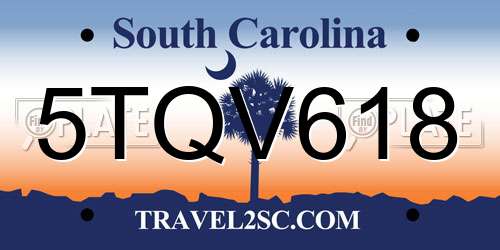 5TQV618 South Carolina License Plate