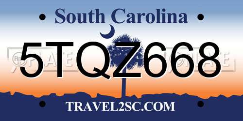 5TQZ668 South Carolina License Plate