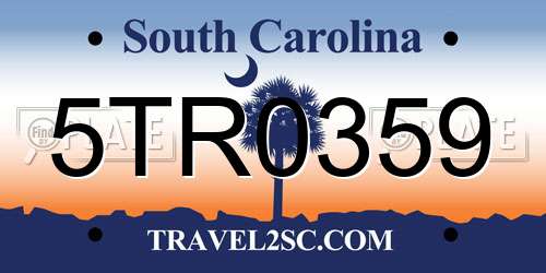 5TR0359 South Carolina License Plate