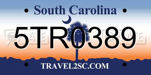 5TR0389 South Carolina License Plate